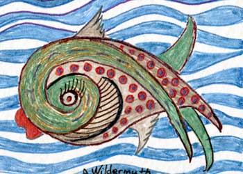 "Comma-fish" by Anita Wildermuth, Clinton WI - Gel Pen